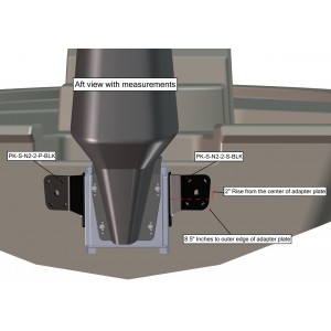 Dual Side Mount to Jack-Plate Negative 2" aft setback, 2" Rise, Port/Starboard Side, Black
